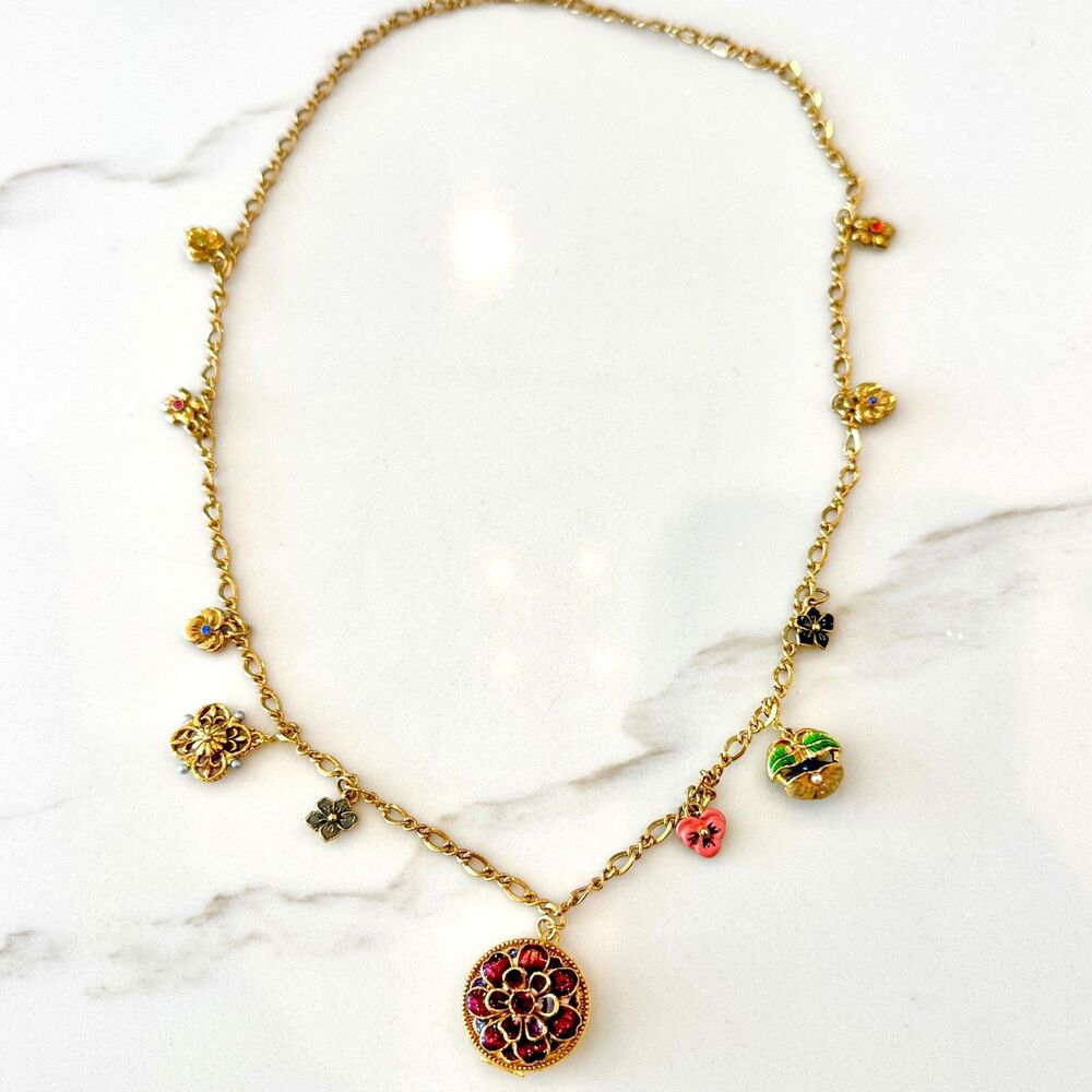 Joan Rivers Victorian Language of Flowers Locket Charm Necklace - New